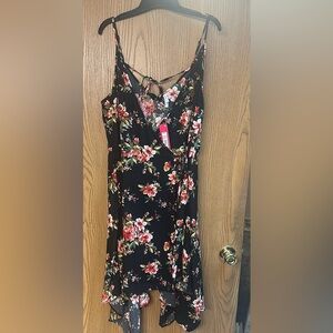 Xhilaration Dress Sleeveless Black Floral Wrap Dress